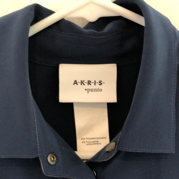 Akris Blue Long Sleeve Dress Shirt with Collar - Picture 2 of 7